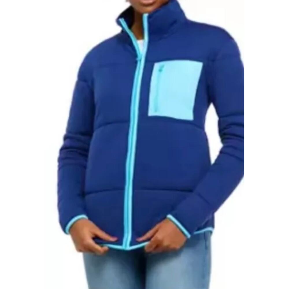 Cabana by Crown & Ivy Blue Puffer Jacket Coat‎ Colorblock Medium